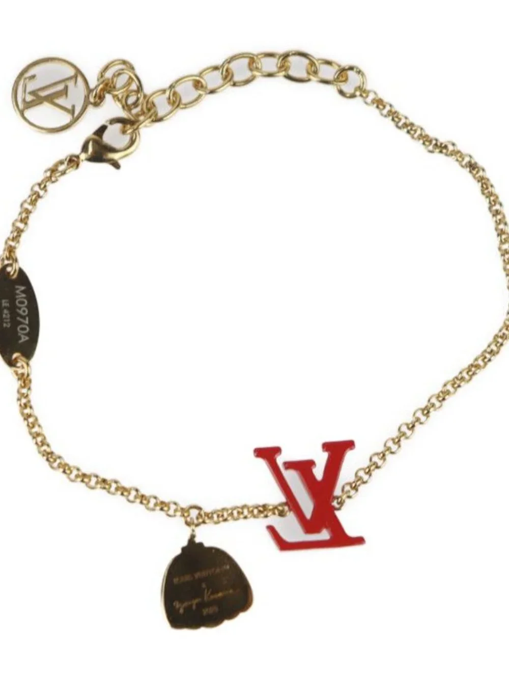 Louis Vuitton Bracelet Iconic Infinity Dot M0970 a Metal Gold Red - Picture 3 of 8